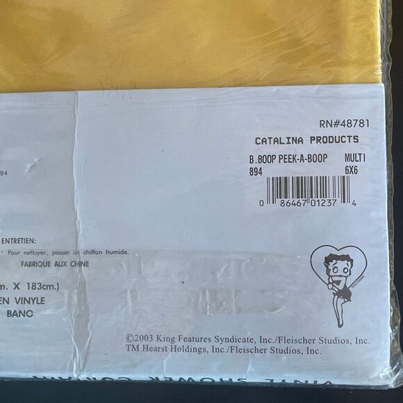 #894 Betty Boop Peek A Boo Vinyl Shower Curtain 70x72 Catalina 2003 Vintage - Picture 8 of 13